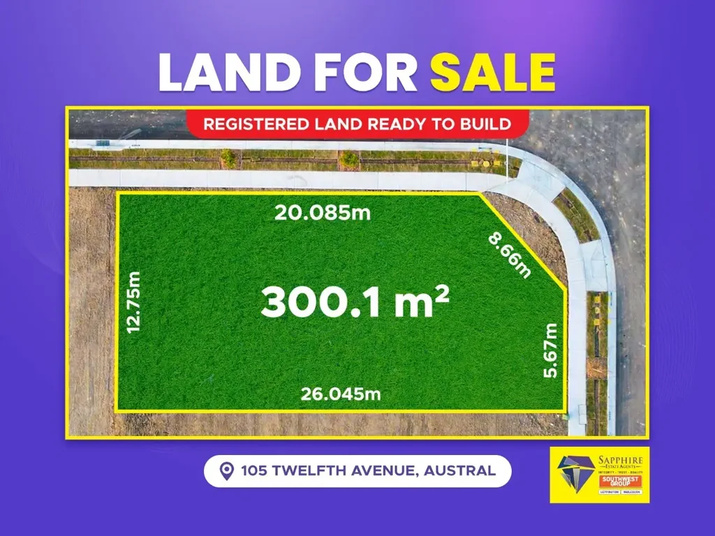 Austral 1房 已注册300平米地块 12.75米宽 朝东 平坦易建 靠近学校公园 未来基建环绕 M7高速便捷 🔥 Rare Opportunity – Registered 300m² Land in Austral Just $615K!