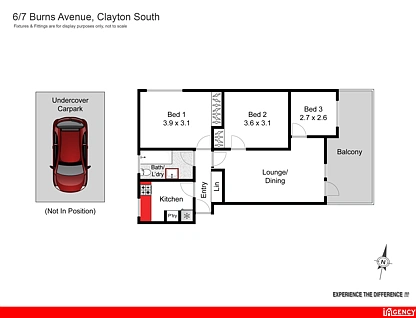 6/7 Burns Avenue, Clayton South, South East Melbourne, 3 ห้องนอน, 1 ห้องน้ำ, Apartment