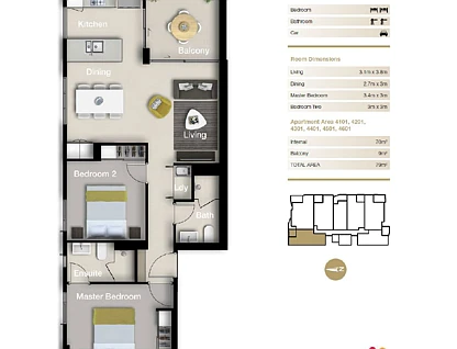 4301/15 Anderson Street, Kangaroo Point, Brisbane - Eastern Region, 2 침실, 2 욕실, Apartment