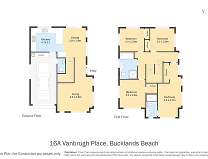16A Vanbrugh Place, Bucklands Beach, Manukau City, Auckland, 4房, 2浴, 独立屋