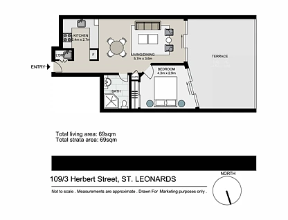 109/3 Herbert Street, St Leonards, Lower North Shore, 1 कमरे, 1 बाथरूम, Apartment
