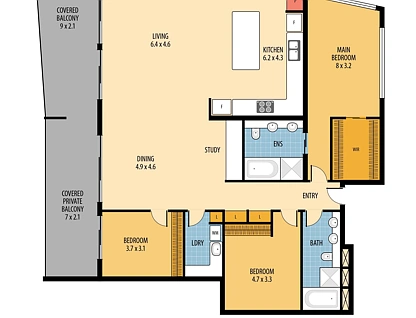 Level 13/1306/25 Mann Street, Gosford, Central Coast, 3 ਕਮਰੇ, 2 ਬਾਥਰੂਮ, Apartment