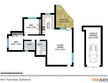 9/3-7 Park Street, Sutherland, Sutherland Shire, 2 غرف, 1 حمامات, Unit