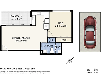 603/17-19 Kurilpa Street, West End, Brisbane - Inner City Region, 1 कमरे, 1 बाथरूम, Apartment