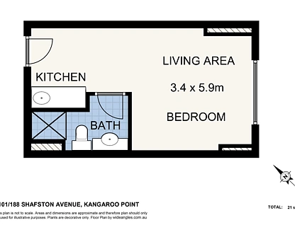804/188 Shafston Avenue, Kangaroo Point, Brisbane - Eastern Region, 1 ਕਮਰੇ, 1 ਬਾਥਰੂਮ, Apartment