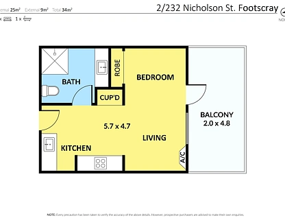 3/232 Nicholson Street, Footscray, Western Melbourne, 1 habitaciones, 1 baños, Apartment
