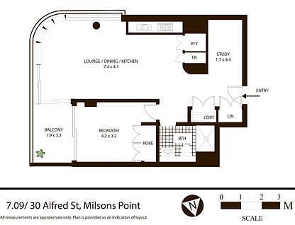709/30 Alfred Street, Milsons Point, Lower North Shore, 1房, 1浴, Apartment