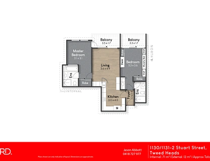 1330-1331/6-8 Stuart Street, Tweed Heads, North Coast, 2 غرف, 2 حمامات, Apartment
