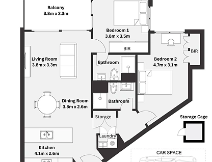209/86 Wigram Road, Forest Lodge, Inner West, 2 ห้องนอน, 2 ห้องน้ำ, Apartment