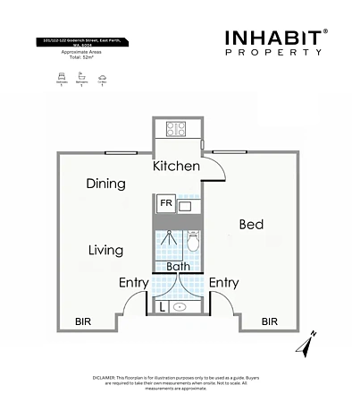 101/112-122 Goderich Street, East Perth, WA 6004, 1 રૂમ, 1 બાથરૂમ, Apartment
