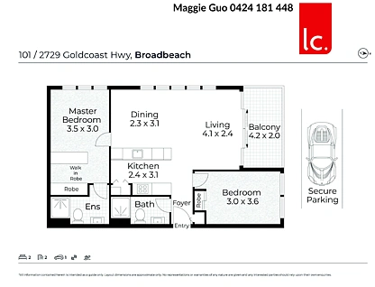 101/2729-2733 Gold Coast Highway, Broadbeach, Gold Coast, 2 कमरे, 2 बाथरूम, Apartment