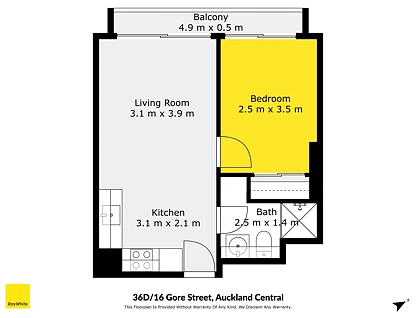 36D/16 Gore Street, Auckland Central, Auckland City, 1 غرف, 1 حمامات, Apartment