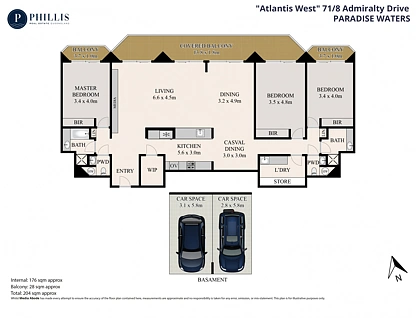 70-71/8 Admiralty Drive, Surfers Paradise, Gold Coast, 3 habitaciones, 2 baños, Apartment