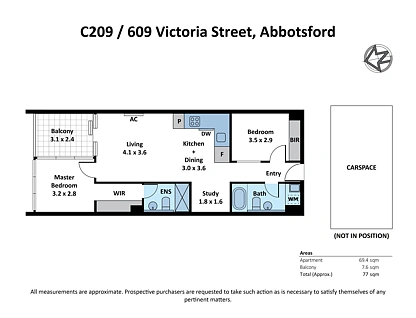 c209/609 Victoria Street, Abbotsford, Melbourne CBD, 2 Kuwarto, 2 Banyo, Apartment