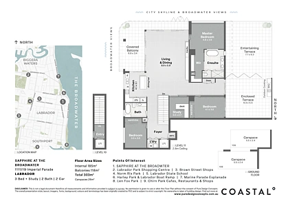 1111/19 Imperial Parade, Labrador, Gold Coast, 3 침실, 2 욕실, Apartment