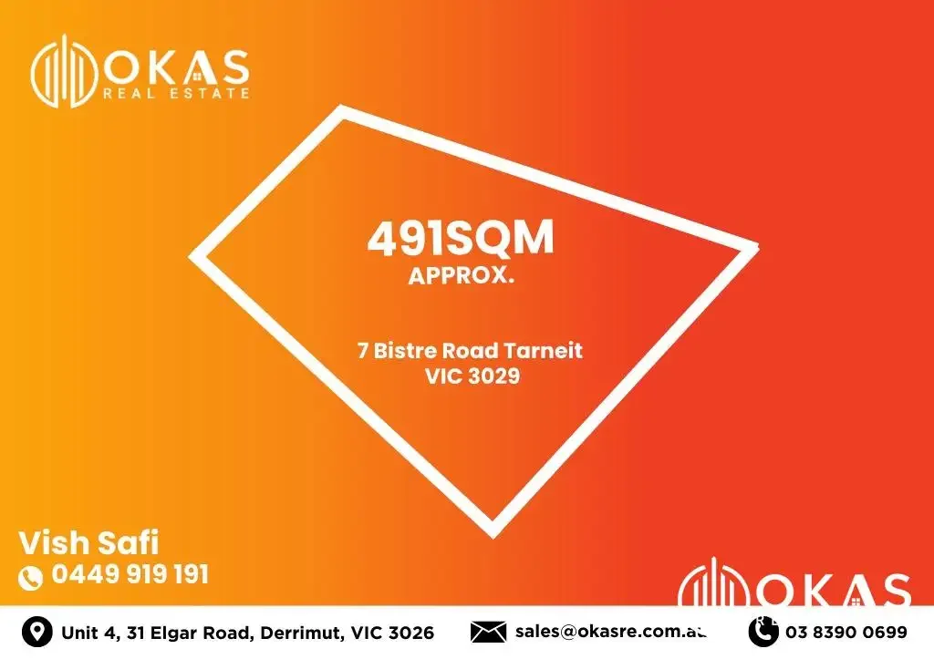 Tarneit 491m²有地契空地 宽敞面积设计自由 备受追捧Tarneit社区 短距双火车站 近Riversale购物中心 划片优质学校 家庭理想之选 Titled LAND | 491m2 |Ready To Build Your Dream House In Prime Location!
