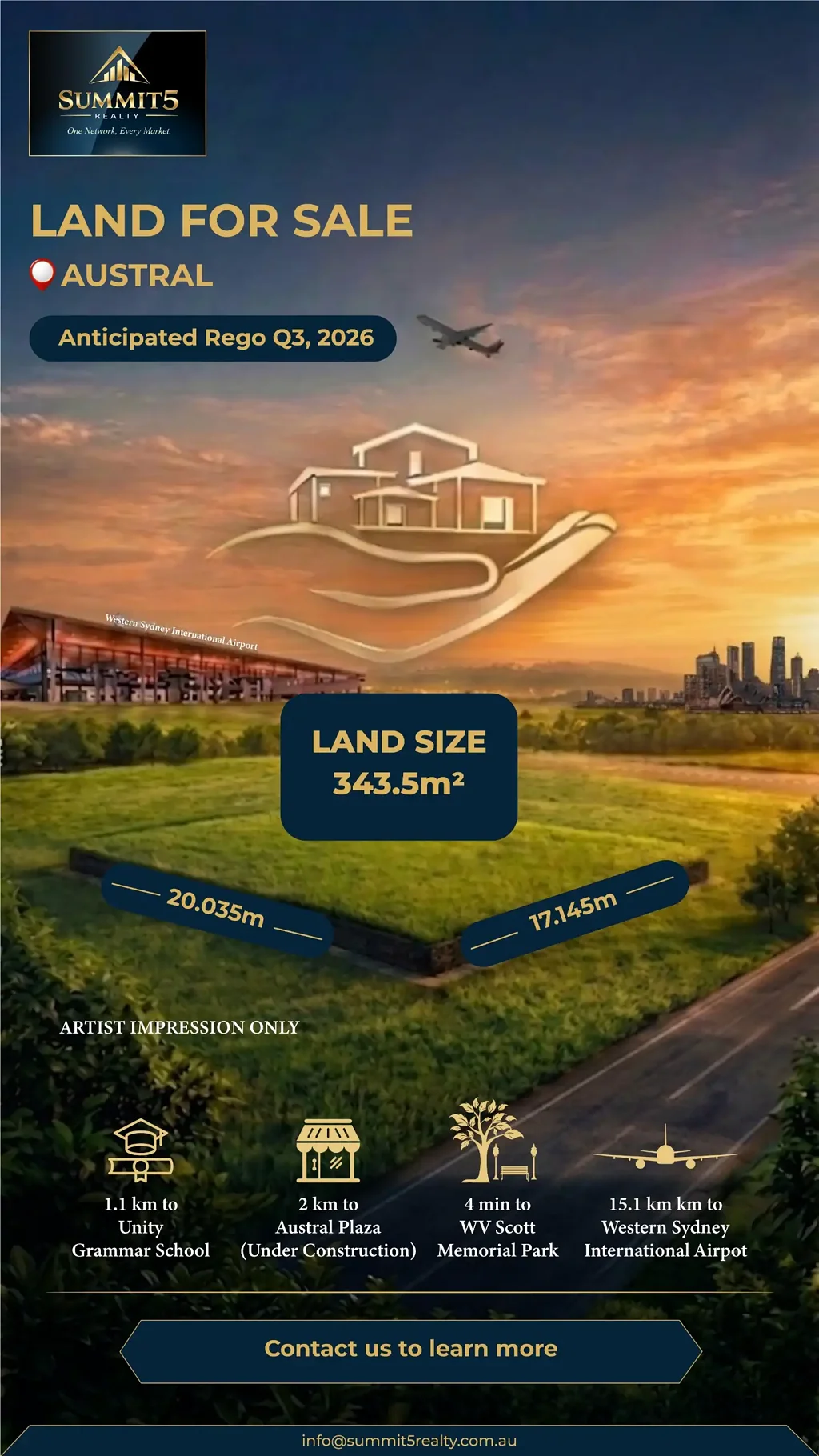 Austral 343平宽幅地块 17米临街宽度 灵活布局设计 家庭友好社区 潜力增长区域 Generous Frontage | Prime Parcel | Build Your Vision