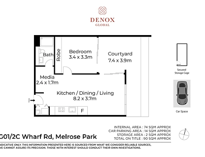 G01/2C Wharf Road, Melrose Park, Upper North Shore, 1 habitaciones, 1 baños, Apartment