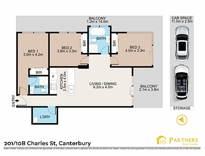 201/10B Charles Street, Canterbury, South Western Suburbs, 3 कमरे, 2 बाथरूम, Apartment