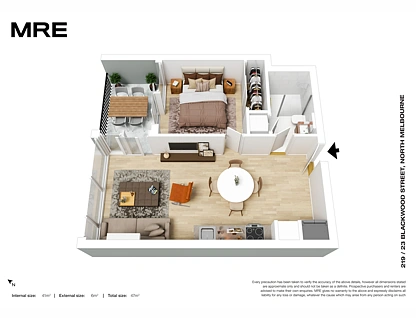 219/23 Blackwood Street, North Melbourne, Melbourne CBD, 1 રૂમ, 1 બાથરૂમ, Apartment