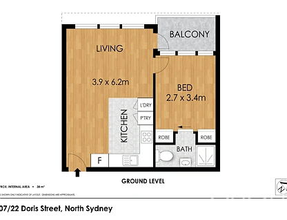 107/22 Doris Street, North Sydney, Lower North Shore, 1 રૂમ, 1 બાથરૂમ, Apartment