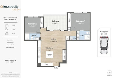 15/66 Lambert Road, Indooroopilly, QLD 4068, 2 slaapkamers, 2 badkamers, Unit