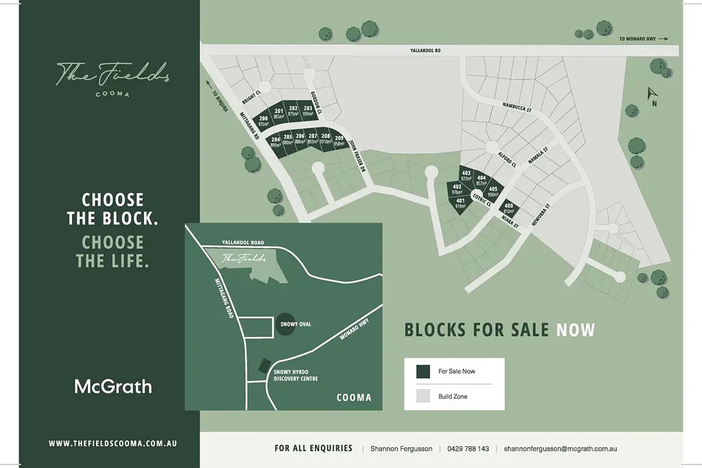 Cooma 'THE FIELDS' - COOMA RESIDENTIAL ESTATE
STAGE 2 BLOCKS AVAILABLE NOW -