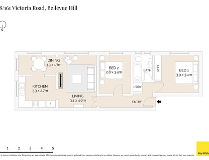 18/161 Victoria Road, Bellevue Hill, Eastern Suburbs, 2 غرف, 1 حمامات, Apartment