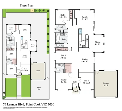 76 Lennon Boulevard, Point Cook, VIC 3030, 4房, 2浴, House