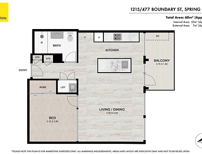 1215/477 Boundary Street, Spring Hill, Brisbane - Inner City Region, 1 phòng ngủ, 1 phòng tắm, Apartment
