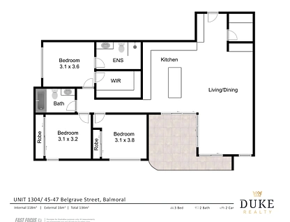 1304/41 & 43 Belgrave Street, Balmoral, Brisbane - Eastern Region, 3 chambres, 2 salles de bain, Apartment