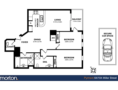64/104 Miller Street, Pyrmont, Sydney CBD, 2 ห้องนอน, 2 ห้องน้ำ, Apartment