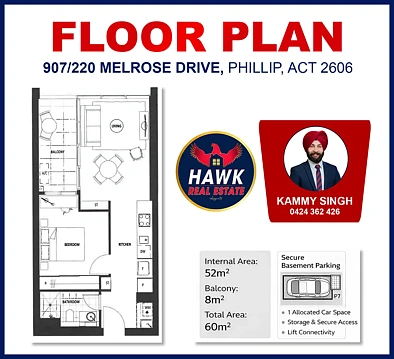 907/220 Melrose Drive, Phillip, ACT 2606, 1 Bedrooms, 1 Bathrooms, Apartment