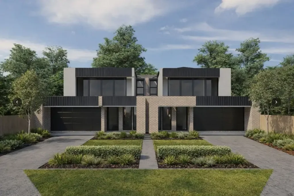 Springvale 分地块建2套房 现代双层设计 双车库带BIR 宽敞家庭区 春季热门地段 交通便利 Stamped Plans for two 4-bedroom townhouses.