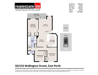 50/123 Wellington Street, East Perth, Perth CBD, 3部屋, 1バスルーム, Apartment