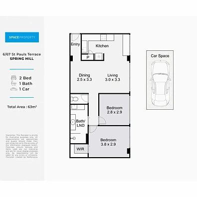 6/67 St Pauls Tce, Spring Hill, QLD 4000, 2房, 1浴, Apartment