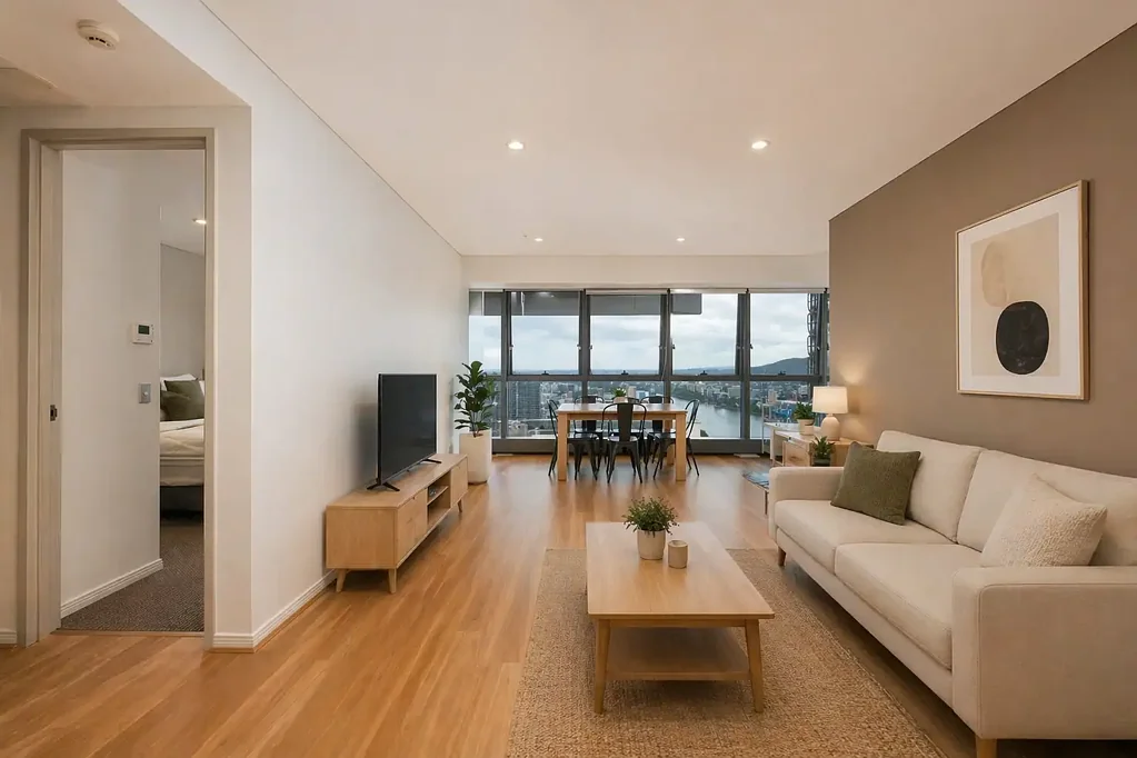 Brisbane City 2房 Infinity Tower壮丽河景 高端厨房设施 24小时安保服务 楼内健身泳池 CBD便捷生活 Sky-High Living at Infinity – Rare Corner Panoramic River & City Views