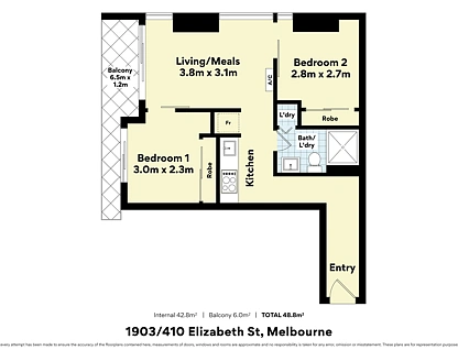 1903/410 Elizabeth Street, Melbourne, Melbourne CBD, 2部屋, 1バスルーム, Apartment
