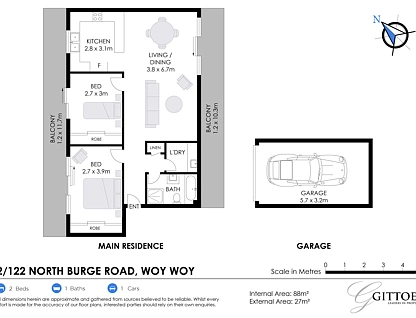 2/122 North Burge Road, Woy Woy, Central Coast, 2 Bedrooms, 1 Bathrooms, Apartment