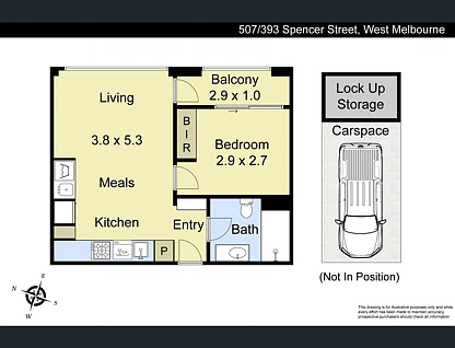 507/393 Spencer Street, West Melbourne, Melbourne CBD, 1房, 1浴, Apartment