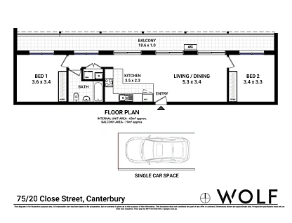 75/20 Close Street, Canterbury, South Western Suburbs, 2 ਕਮਰੇ, 1 ਬਾਥਰੂਮ, Apartment