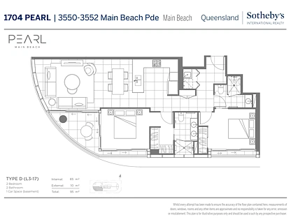 1704 Pearl/3550-3552 Main Beach Parade, Main Beach, Gold Coast, 2部屋, 2バスルーム, Apartment