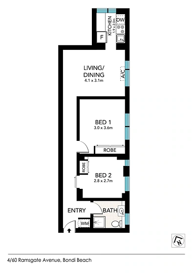 4/60 Ramsgate Avenue, Bondi Beach, NSW 2026, 2 slaapkamers, 1 badkamers, Apartment