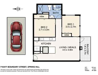 718/477 Boundary St, Spring Hill, QLD 4000, 2 Kuwarto, 1 Banyo, Apartment
