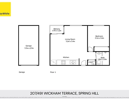 207/491 Wickham Terrace, Spring Hill, QLD 4000, 1 ਕਮਰੇ, 1 ਬਾਥਰੂਮ, Apartment