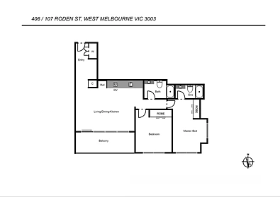 406/107 Roden Street, West Melbourne, VIC 3003, 2 rūma, 2 rūma horoi, Apartment