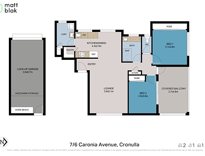7/6 Caronia Avenue, Cronulla, Sutherland Shire, 2房, 1浴, Apartment