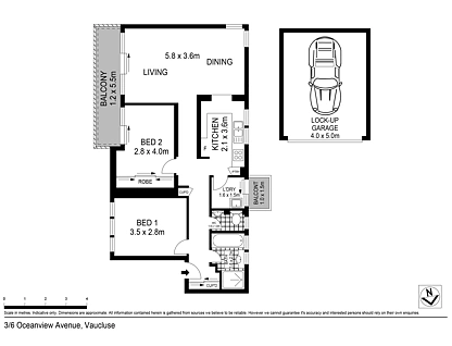 3/6 Oceanview Avenue, Vaucluse, Eastern Suburbs, 2 कमरे, 1 बाथरूम, Apartment