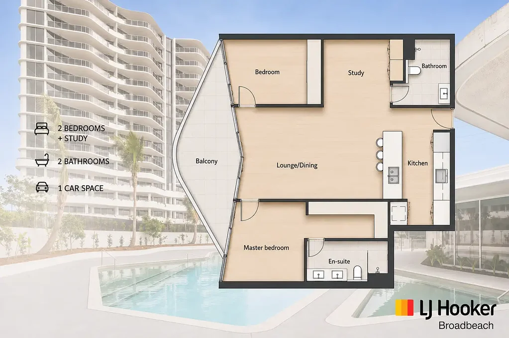 Two bedrooms plus a study! Available to move in now!