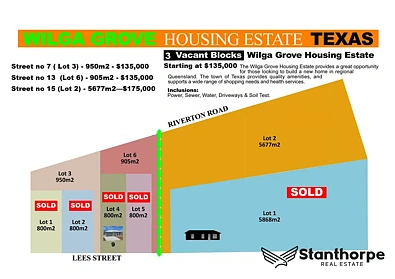Texas  TEXAS VIA STANTHORPE - 3 VACANT LOTS AVAILABLE WITH POWER & WATER CONNECTED